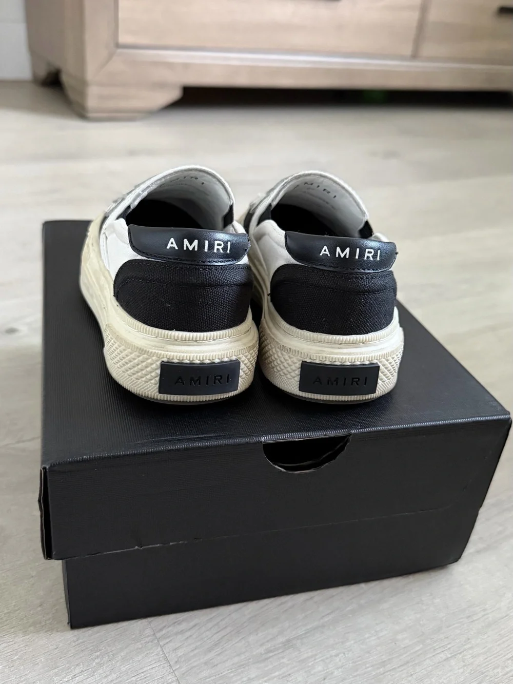 AMIRI Black Slip-On Sneakers with White Accent